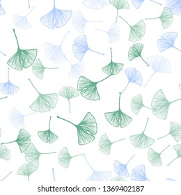 Light Blue, Green vector seamless abstract background with leaves. Colorful illustration in doodle style with leaves. Pattern for trendy fabric, wallpapers.