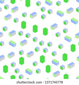 Light Blue, Green vector seamless, isometric background with rectangles. Glitter abstract illustration with rectangular shapes. Texture for window blinds, curtains.