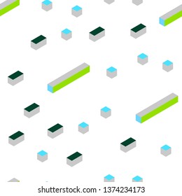 Light Blue, Green vector seamless, isometric texture in rectangular style. Illustration with set of colorful rectangles. Design for wallpaper, fabric makers.