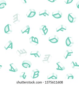 Light Blue, Green vector seamless background with 3D signs of alphabet. Colorful 3D alphabet signs with gradient on white background. Template for business cards, websites.