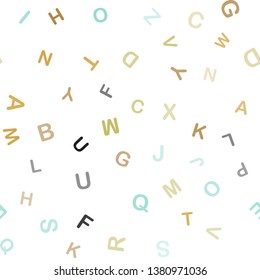 Light Blue, Green vector seamless texture with ABC characters. Modern geometrical illustration with ABC english symbols. Design for textile, fabric, wallpapers.