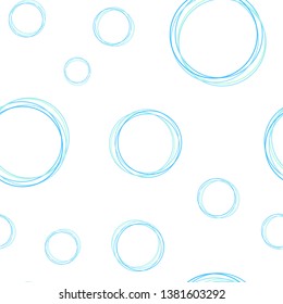 Light Blue, Green vector seamless template with circles. Blurred bubbles on abstract background with colorful gradient. Texture for window blinds, curtains.