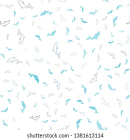 Light Blue, Green vector seamless texture with dolphins. Natural illustration with sea dolphins. Pattern for websites of animals.