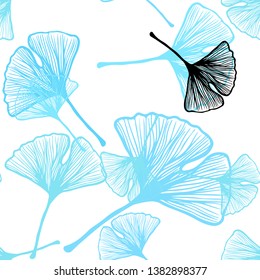 Light Blue, Green vector seamless doodle texture with leaves. Colorful illustration in doodle style with leaves. Template for business cards, websites.