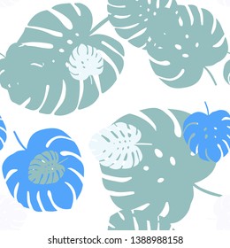 Light Blue, Green vector seamless abstract design with leaves. Brand new colored illustration in blurry style with leaves. Texture for window blinds, curtains.