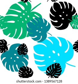 Light Blue, Green vector seamless elegant template with leaves. Colorful abstract illustration with leaves in doodle style. Pattern for design of fabric, wallpapers.