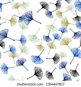 Light Blue, Green vector seamless doodle pattern with leaves. leaves on elegant natural pattern with gradient. Design for textile, fabric, wallpapers.