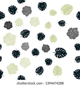 Light Blue, Green vector seamless abstract pattern with flowers, leaves. Colorful illustration in doodle style with leaves, flowers. Template for business cards, websites.