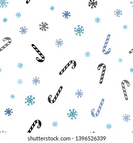 Light Blue, Green vector seamless background with tasty xmas sweets.