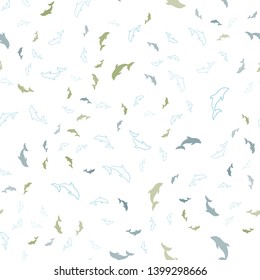 Light Blue, Green vector seamless texture with dolphins. Modern abstract illustration with sea dolphins. Pattern for marine leaflets.