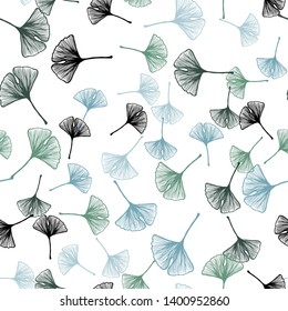 Light Blue, Green vector seamless doodle backdrop with leaves. Glitter abstract illustration with doodles and leaves. Design for textile, fabric, wallpapers.