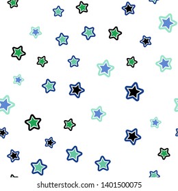 Light Blue, Green vector seamless background with colored stars. Modern geometrical abstract illustration with stars. Design for textile, fabric, wallpapers.