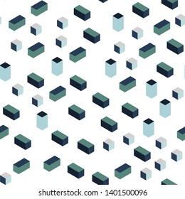 Light Blue, Green vector seamless, isometric template with rhombus. Illustration with set of colorful rectangles. Texture for window blinds, curtains.