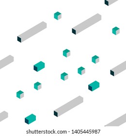 Light Blue, Green vector seamless, isometric background with rectangles. Rectangles on abstract background with colorful gradient. Pattern for design of fabric, wallpapers.