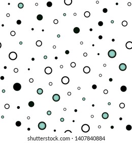 Light Blue, Green vector seamless backdrop with dots. Abstract illustration with colored bubbles in nature style. Pattern for design of window blinds, curtains.