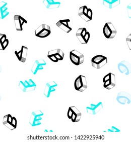 Light Blue, Green vector seamless pattern with 3D ABC symbols. Colorful gradient design in 3D style with signs of alphabet. Design for wallpaper, fabric makers.