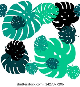Light Blue, Green vector seamless elegant pattern with leaves. Doodle illustration of leaves in Origami style with gradient. Design for textile, fabric, wallpapers.