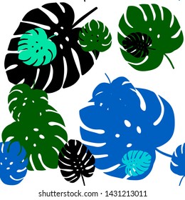 Light Blue, Green vector seamless abstract pattern with leaves. Colorful illustration in doodle style with leaves. Pattern for design of fabric, wallpapers.