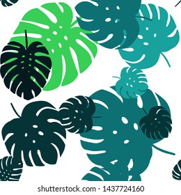 Light Blue, Green vector seamless elegant pattern with leaves. Creative illustration in blurred style with leaves. Pattern for trendy fabric, wallpapers.