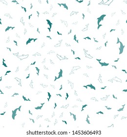 Light Blue, Green vector seamless backdrop with ocean dolphins. Modern abstract illustration with sea dolphins. Natural design for wallpapers.