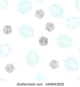 Light Blue, Green vector seamless natural artwork with flowers, leaves. Modern abstract illustration with leaves and flowers. Pattern for trendy fabric, wallpapers.