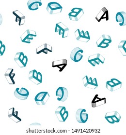 Light Blue, Green vector seamless template with 3D isolated letters. Colorful gradient design in 3D style with signs of alphabet. Pattern for trendy fabric, wallpapers.