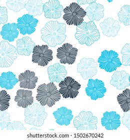 Light Blue, Green vector seamless abstract backdrop with flowers. Shining colored illustration with flowers. Pattern for trendy fabric, wallpapers.