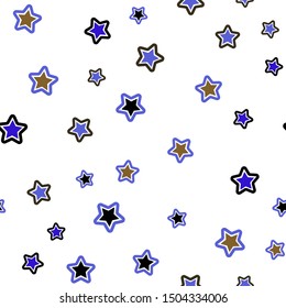 Light Blue, Green vector seamless cover with small and big stars. Glitter abstract illustration with colored stars. Pattern for design of fabric, wallpapers.