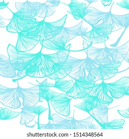 Light Blue, Green vector seamless natural background with leaves. Doodle illustration of leaves in Origami style with gradient. Template for business cards, websites.