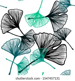 Light Blue, Green vector seamless doodle texture with leaves. Shining colored illustration with leaves in doodle style. Design for wallpaper, fabric makers.