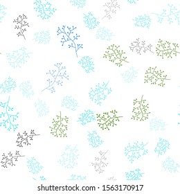 Light Blue, Green vector seamless doodle layout with branches. Colorful illustration in doodle style with leaves, branches. Design for wallpaper, fabric makers.