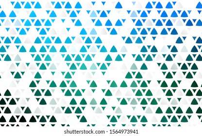 Light Blue, Green vector seamless backdrop with lines, triangles. Illustration with set of colorful triangles. Trendy design for wallpaper, fabric makers.