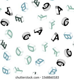 Light Blue, Green vector seamless pattern with 3D ABC symbols. Abstract illustration with 3D ABC symbols. Pattern for design of fabric, wallpapers.