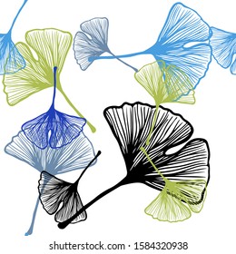 Light Blue, Green vector seamless elegant pattern with leaves. Colorful illustration in doodle style with leaves. Pattern for trendy fabric, wallpapers.