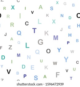 Light Blue, Green vector seamless template with isolated letters. Colored alphabet signs with gradient on white background. Design for wallpaper, fabric makers.