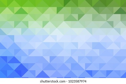 Light Blue, Green vector shining triangular background. Geometric illustration in Origami style with gradient.  The polygonal design can be used for your web site.
