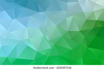 Light Blue, Green vector shining triangular pattern. Shining illustration, which consist of triangles. Brand-new design for your business.