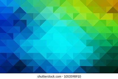Light Blue, Green vector shining triangular pattern. Brand-new colored illustration in blurry style with gradient. The completely new template can be used for your brand book.