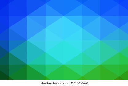 Light Blue, Green vector shining triangular backdrop. Shining colored illustration in a new style. Triangular pattern for your business design.