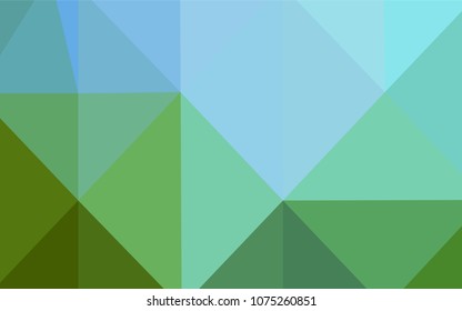 Light Blue, Green vector shining triangular backdrop. Shining polygonal illustration, which consist of triangles. Brand-new style for your business design.