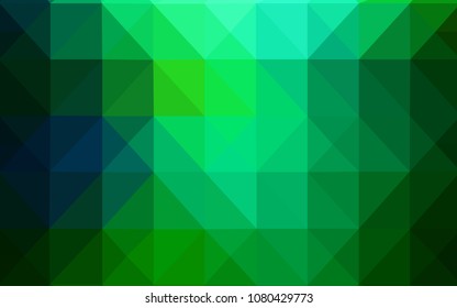 Light Blue, Green vector shining triangular backdrop. Polygonal abstract illustration with gradient. The best triangular design for your business.