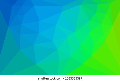 Light Blue, Green vector shining triangular layout with a heart in a centre. Colorful illustration with gradient. A new texture for your web site.