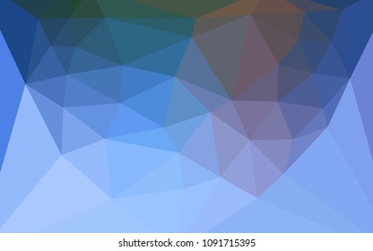 Light Blue, Green vector shining triangular layout with a heart in a centre. Illustration in mosaic style with gradient.  Template for cell phone's backgrounds.