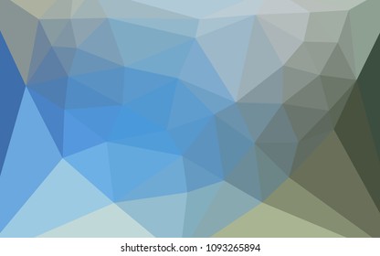 Light Blue, Green vector shining triangular cover with a heart in a centre. Polygonal illustration, which consists of triangles. Textured pattern for your backgrounds.