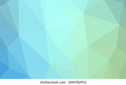 Light Blue, Green vector shining triangular backdrop. Geometric illustration in Origami style with gradient.  Textured pattern for your backgrounds.