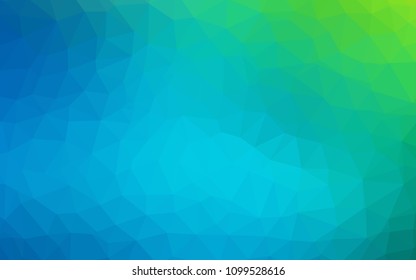 Light Blue, Green vector shining triangular layout. Geometric illustration in Origami style with gradient.  Triangular pattern for your design.
