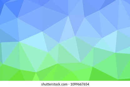 Light Blue, Green vector shining triangular backdrop. Creative geometric illustration in Origami style with gradient. New template for your brand book.