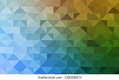 Light Blue, Green vector shining triangular pattern. Creative illustration in halftone style with gradient. The textured pattern can be used for background.
