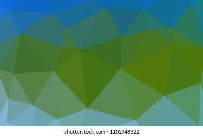 Light Blue, Green vector shining triangular layout. Polygonal abstract illustration with gradient. Triangular pattern for your design.