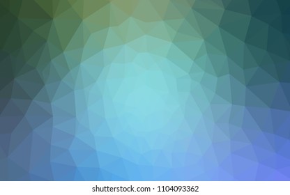 Light Blue, Green vector shining triangular backdrop. Creative illustration in halftone style with triangles. A completely new design for your leaflet.